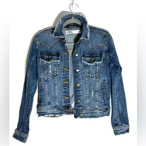 Zara Distressed Jean Jacket